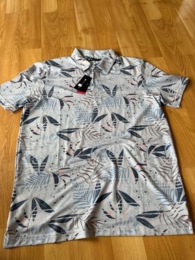 Travis Mathew NWT men’s gray Rip Current golf polo shirt size large amazing